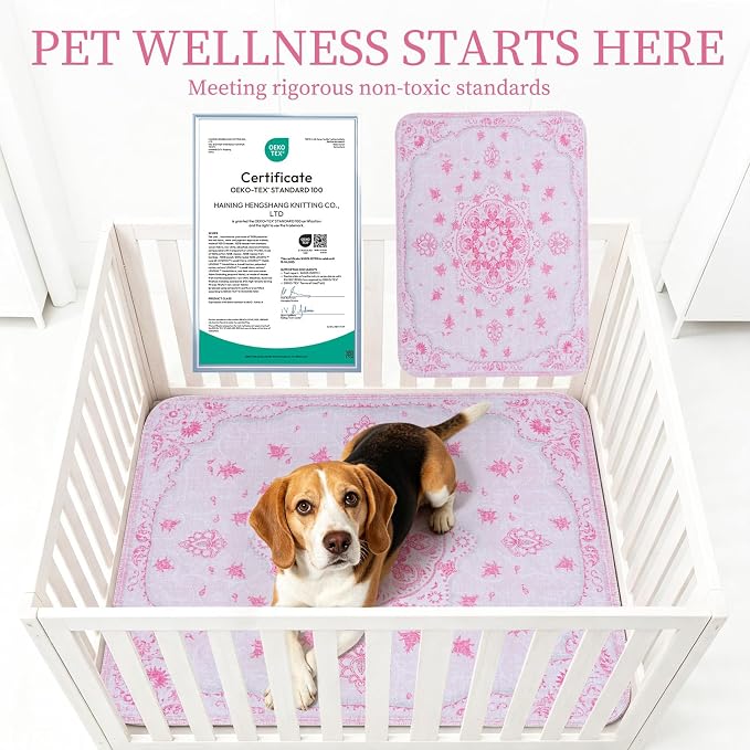 Homimp Washable Pee Pads for Dogs, 2 Pack Reusable Puppy Pads Waterproof, Absorbent and Leakproof Dog Pee Pads, Non Slip Puppy Training Pads, Pet Mat for Floor,Crate,Couch,Whelping,Pink, 36"x36"