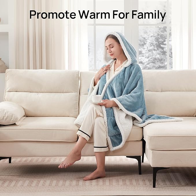 Westinghouse Wearable Heated Throw Blanket, Electric Heated Wrap Poncho Shawl