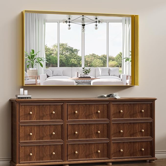 Koonmi 36x60 Inch Metal Framed Bathroom Mirror