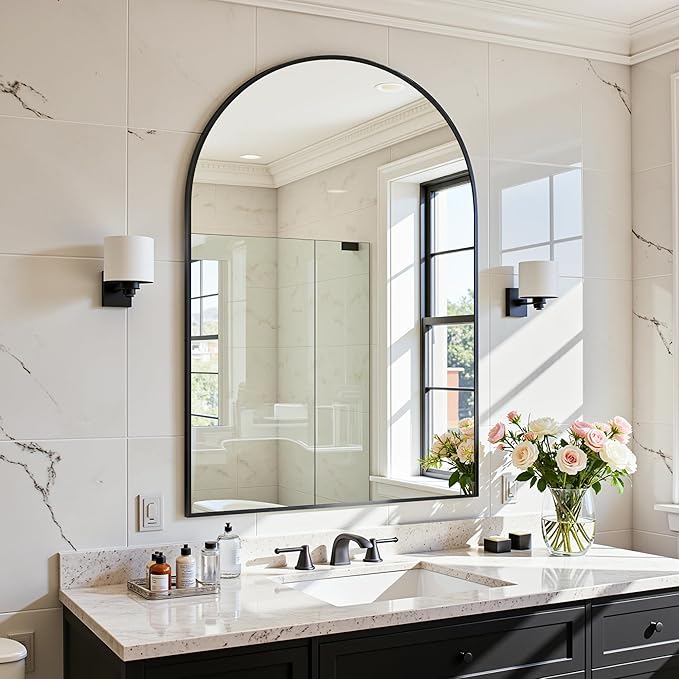 Arched Mirror 24"x36", Bathroom Mirror, Wall Mounted Vanity Mirror