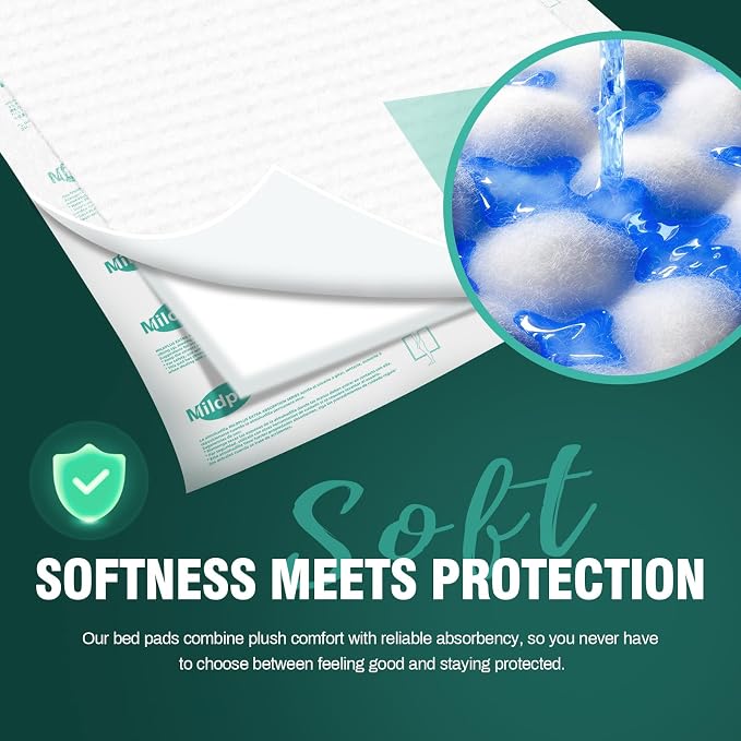 MILDPLUS Heavy Duty Underpads 30"X36", 25 Count, Ultra Absorbent Chucks 130 Grams Tear-Resistant Disposable Bed Pads with Strength Cloth Backing Incontinence Pads for Adults, Kids or Pets