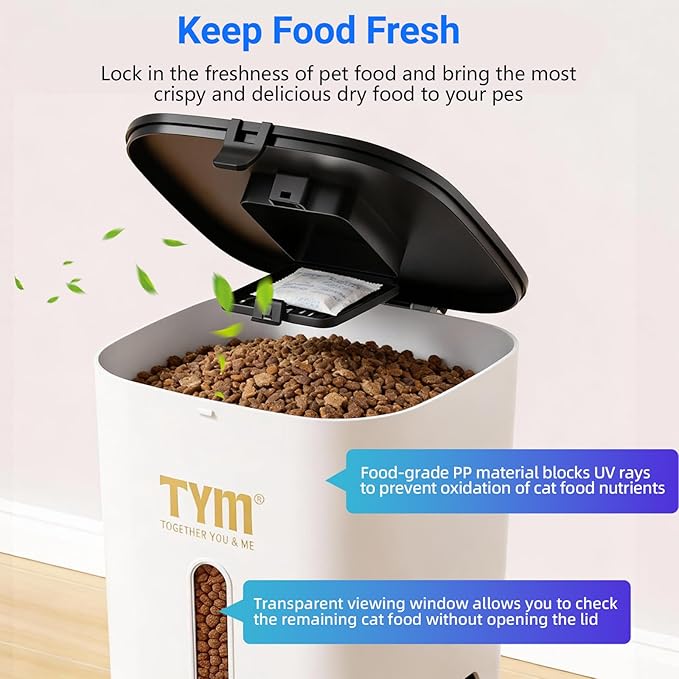 TYM Dual Automatic Cat Feeder for 2 Cats, 7L WiFi Cat Food Dispenser
