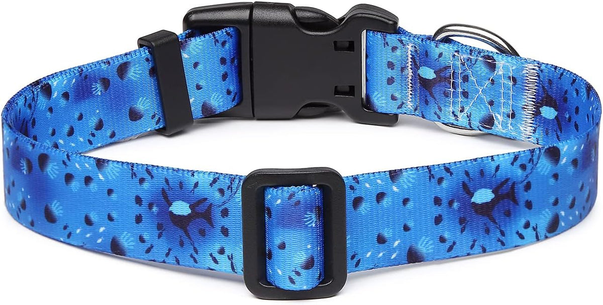 Mercano Adjustable Dog Collar - Special Design Patterns, Soft Nylon Comfortable Durable Pet Collar for Small Medium Large Dogs (S, Blue Ocean)