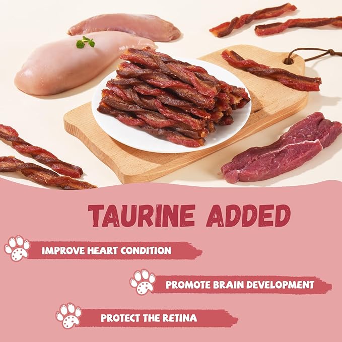 Triple Flavored Dog Treats Chicken, Duck & Beef Twists, Healthy Low Fat Dog Jerky Chews, High Protein Training Treats Snacks for Small Medium Large Breed, 10.6 oz