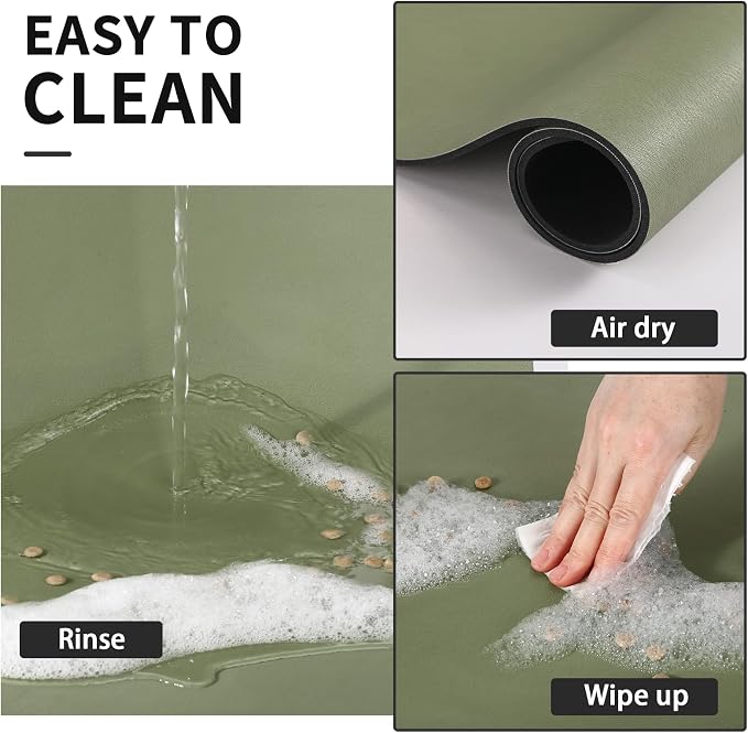 HotLive Dog Food Mat - Absorbent Cat Mat for Food and Water, No Stains Pet Feeding Bowl Mat, Easy to Clean Pet Placemats, Quick Dry Dog Water Dispenser Mat for Messy Drinkers | Green 24"x36"