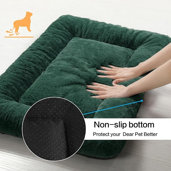 Dog Crate Pad Washable Dog Bed for Crate Small Cozy Mat 24-Inch Green | Ultra Soft Kennel Pad,Anti-Slip Bottom,Fits for Most Metal Crates,Comfortable Sleeping Pet Mat