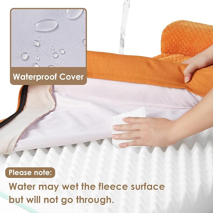 EHEYCIGA Memory Foam Dog Bed, Large Orthopedic Dog Bed, Pumpkin | Washable Removable Cover, Waterproof Flat Pet Sofa Couch with Nonskid Bottom, 44x32x6.5