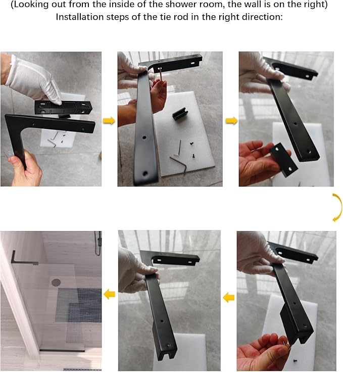 Shower Glass Support Bar, Both Sides Available, Frameless Bathroom Glass Clamp