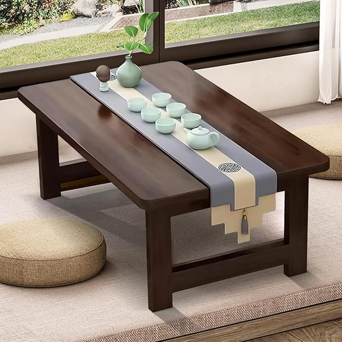 robwibw Japanese Floor Sitting Table, Folding Wood Tea Table Chabudai Japanese Coffee Table Low Table for Living Room Home Tatami Office (A 47.2 * 19.6 * 13.7 INCH)