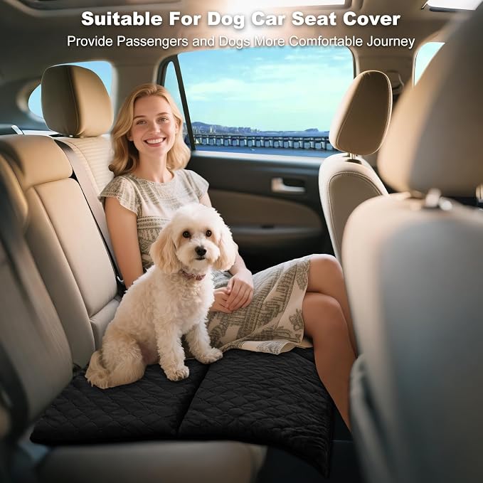 Car Backseat Dog Mat, Comfortable Non-Slip Cushion Suitable for Travel Dog Bed and Pet Home Sofa Blanket, Custom Mat for Car Backseat Extender and Seat Cover (Black 51.2 x 23.6in)