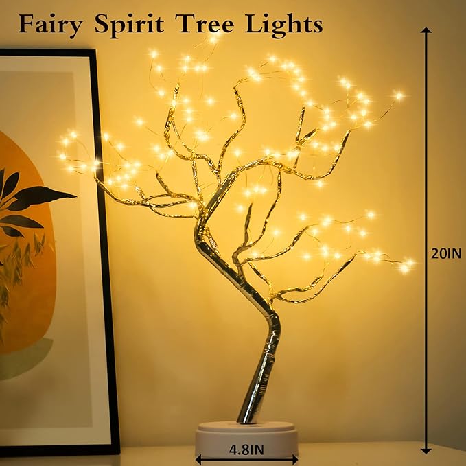 108 LED Sparkly Fairy Tree Lamp, Warm White, Remote Control, USB/Battery, 8 Modes, DIY Bonsai Decor, Festival Decoration Light