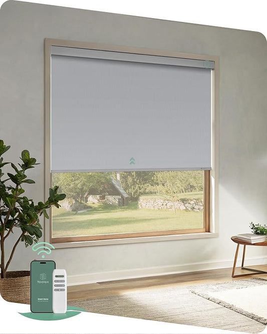Yoolax Motorized Blinds with Remote, Automatic Roller Shades Cordless Electric