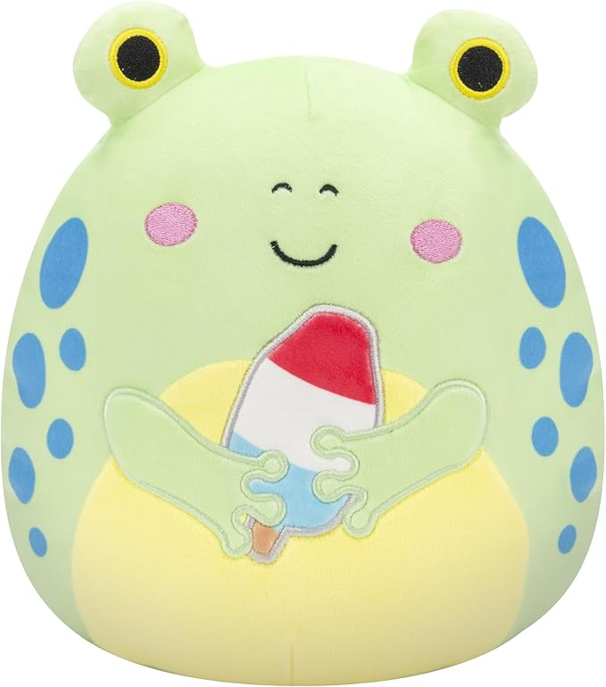Squishmallows Original 8-Inch Limell Frog with Blue Spots Holding Popsicle - Official Jazwares Plush