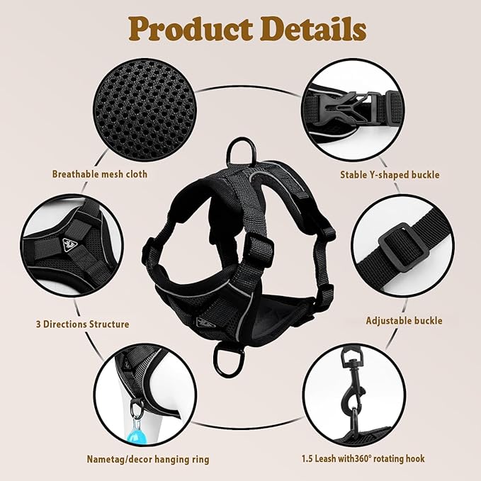 Cat Harness and Leash for Walking, Escape Proof Soft Adjustable Vest Harnesses for Cats