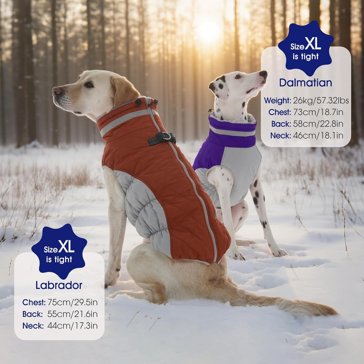 FUAMEY Dog Coat for Large Dogs,Waterproof Dog Winter Jacket with Harness Built in Puppy Cold Weather Coats Reflective Pet Vest with Zipper Warm Fleece Dogs Snowsuit Windproof Purple XXL