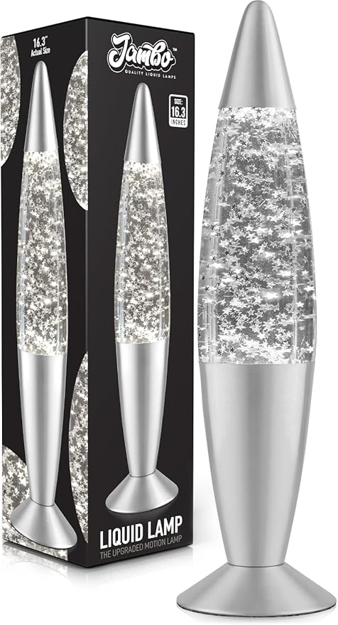 Jambo 16-Inch Silver Star Glitter Lamp I Beautiful Liquid Lamp I Entertaining for Adults and Kids I Perfect Holiday Gift