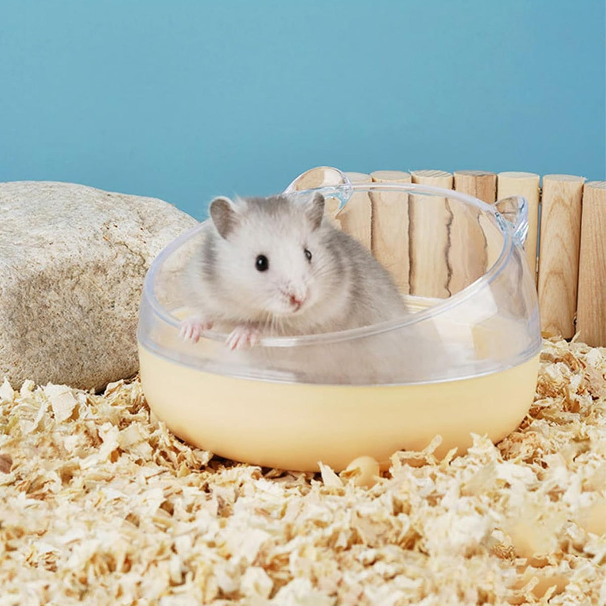 Meow&Woof Hamster Sand Bath Container, Large Sandbox Toilet Gerbil Batheoom, Tiny Chinchilla Dust Bathtub Sand Bath Box for Hamster Cage Accessories 6.5 Inch-White