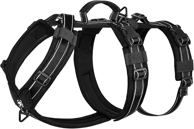 OneTigris Dog Harness No Pull, Adjustable Tactical Harness with Soft Padding, Y-Shaped Reflective Easy Walk Dog Harness for Medium and Large Dogs