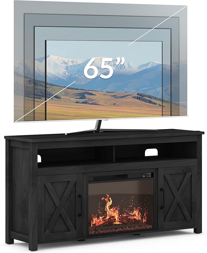 BELLEZE 58" Farmhouse Fireplace TV Stand