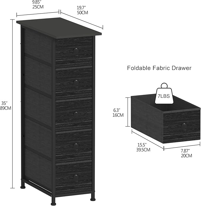 GiftGo Narrow Dresser Vertical Slim Dresser Chest of Drawers Skinny Storage