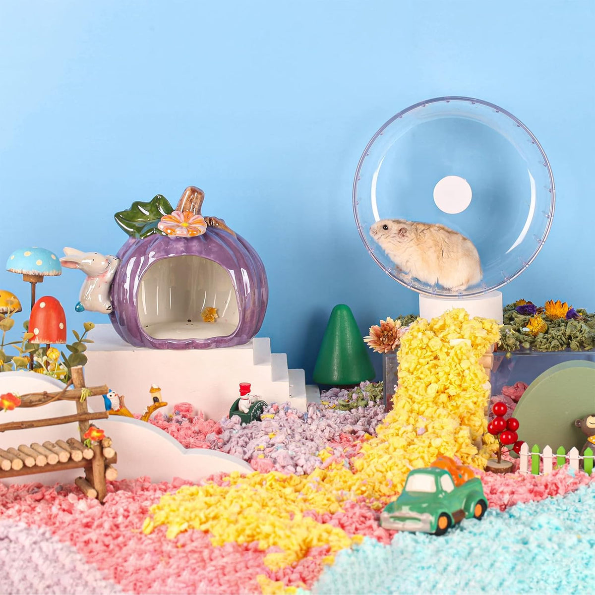 BUCATSTATE Hamster Wheel Silent, 5.5in Exercise Running Whees Quiet Spinner Mouse Wheels for Gerbil Dwarf Syrian Hamster Rat Mice