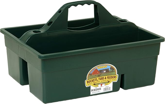 Little Giant® Plastic DuraTote | Horse Grooming DuraTote | Durable Tote Box Organizer with Easy Grip Handle | Extra Thick Sidewalls | Green