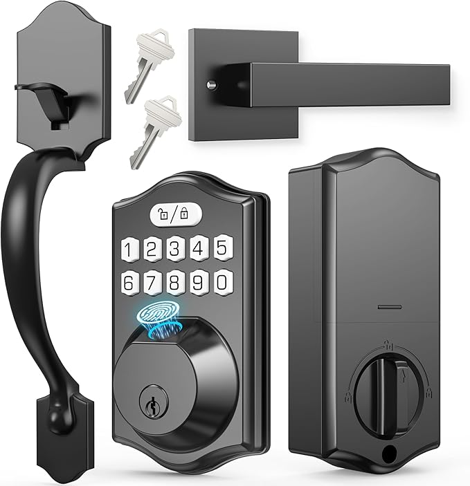 Fingerprint Door Lock Set, Keyless Entry Door Lock, Front Handle Set,