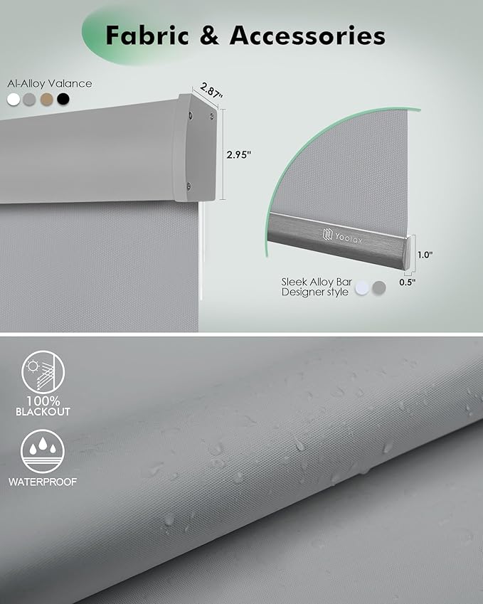Yoolax Motorized Blinds with Remote, Automatic Roller Shades Cordless Electric