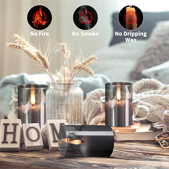 6Pack Glass Flickering Flameless Candles