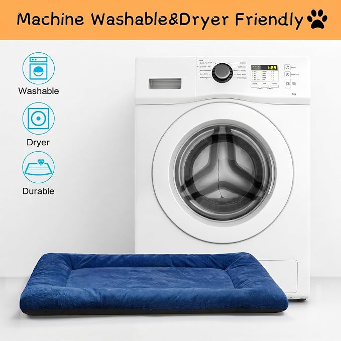 Dog Crate Pad Washable Dog Bed for Crate Large Cozy Mat 42-Inch Navy Blue | Ultra Soft Kennel Pad,Anti-Slip Bottom,Fits for Most Metal Crates,Comfortable Sleeping Pet Mat
