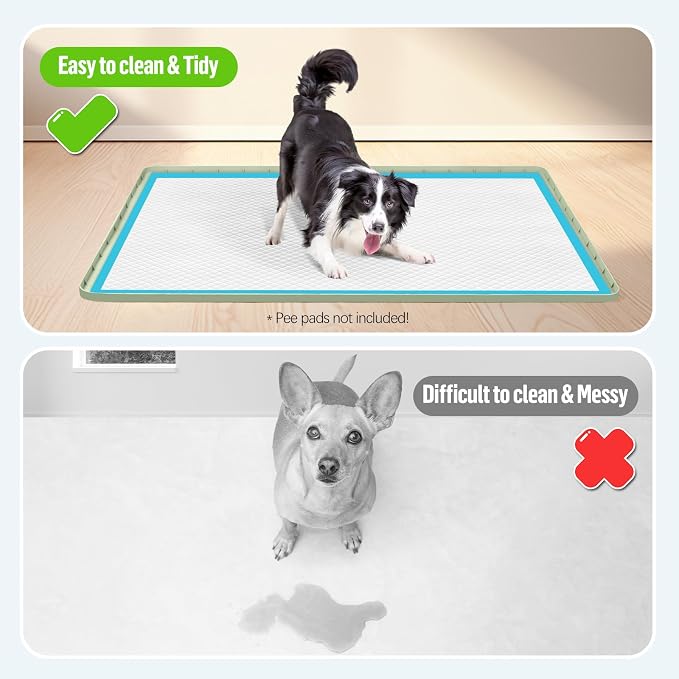 Pee Pad Holder for Dogs 57''x40'' Silicone Puppy Pee Pad Tray, Green | Extra Large Dog Potty Tray Leak-Proof, High Edge, No Spill Training Pads for Floor Protection, No Pee Pads