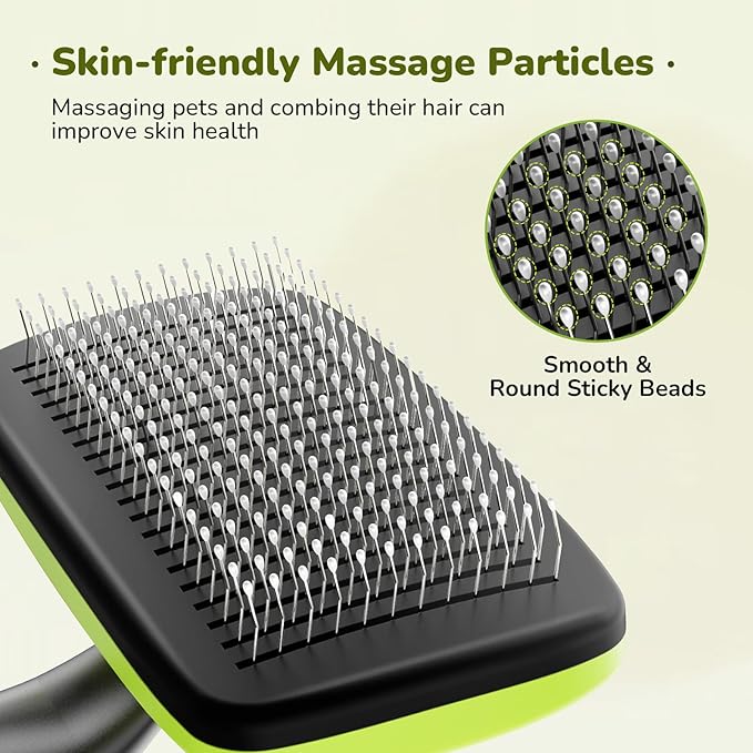 Pecute Self-Cleaning Slicker Brush for Dogs, Cats, Lightweight Dog Brush for Shedding Massaging Grooming, Cat Brush Gently Removes Loose Fur Undercoat for Dogs Cats Rabbits of All Hair Types