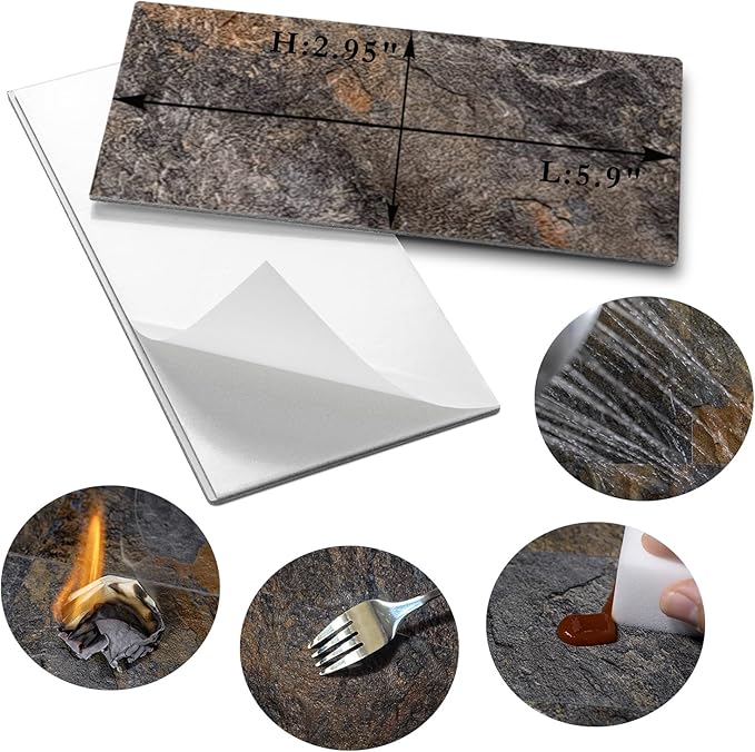 AULIGET 200 Pieces Rust Slate Peel and Stick Backsplash Wall Tiles, Laundry Room