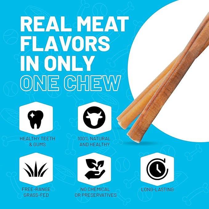 Sitka Farms Bully Sticks, Long Lasting Natural Dog Chews, 6 Inch – 40 Count