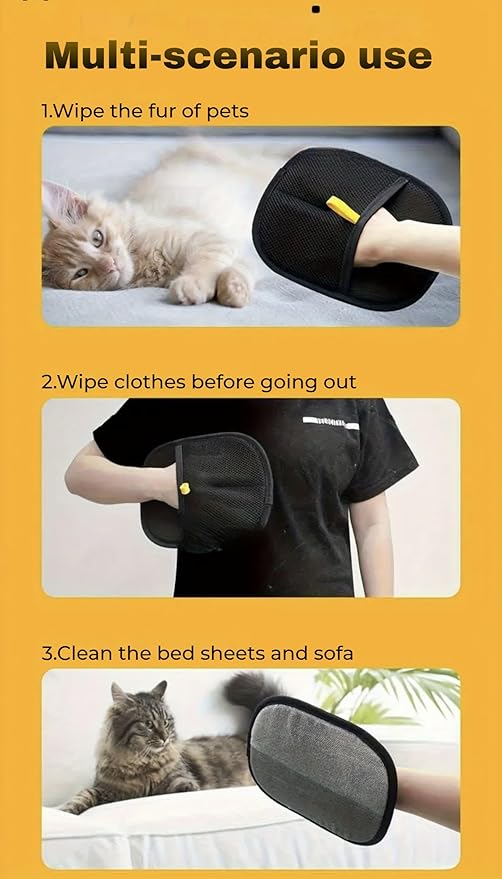 Pet Hair Removal Glove for Cats and Dogs, 2025 New Upgrade Efficient Grooming Gloves for Pet Hair, Electrostatic Cat Grooming Gloves for Hair Removal, Reusable Pet Hair Remover Glove