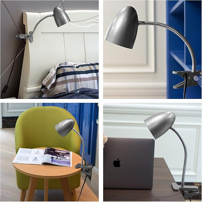 Desk lamp with Clamp, Non-Dimmable Clip Light for Bed and Desk, 4000K Cool White, 3.5W 240 LM Flexible Gooseneck lamp, Eye Protection, ETL Listed