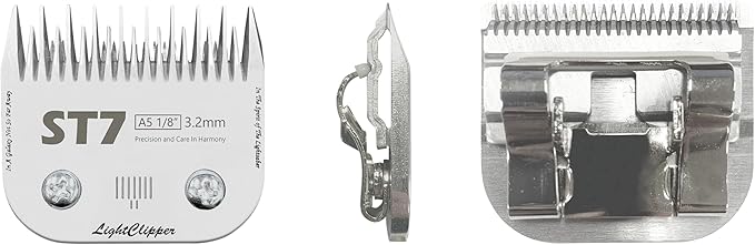 Detachable 7-Skip Tooth Ultra Edge Dog Clipper Blade - Constructed of Carbonized Steel, Resists Heat and Rust with Long-Lasting Sharp Edges - A5 Series (ST7: 1/8" (3.2MM))