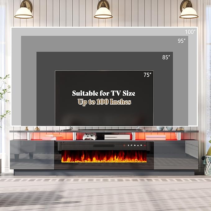 AMERLIFE 90" 2 Tier Fireplace TV Stand