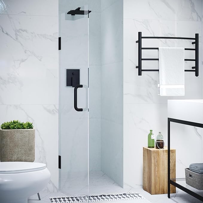 ANZZI 70" x 24" Frameless Shower Door in Matte Black, Water Repellent Glass