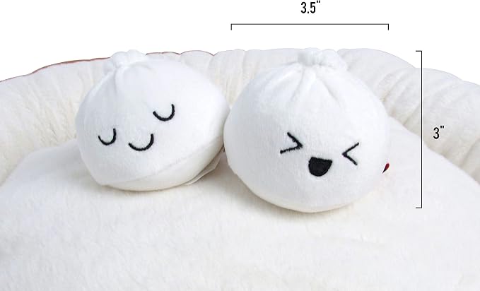 TONBO Soft Plush Small Cute and Cozy Food Dog Cat Bed, Washer and Dryer Friendly (Dim Sum)