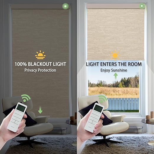 Motorized Blinds with Remote, Automatic Shades Work with Alexa/Google/Apple Home