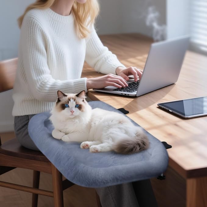 IPOW Heavy Duty Steel Frame Supports up to 50lbs Cat Desk Bed & Perch Space-Saving 90°Foldable with Soft Ultra-Plush Faux Fur for Small Medium Large Cats