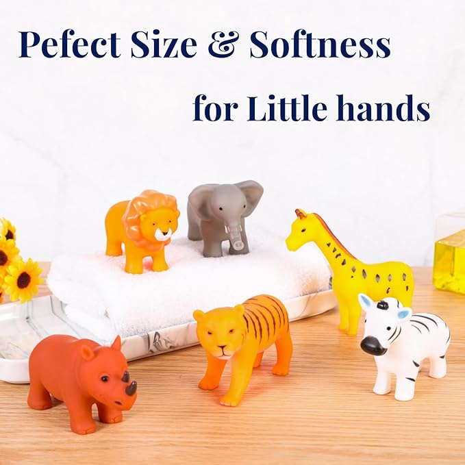 XY-WQ Bath Toys No Hole, for Infants 6-12& Toddlers 1-3, No Hole Bathtub Toys (Animal, 6 Pcs with Mesh Bag)