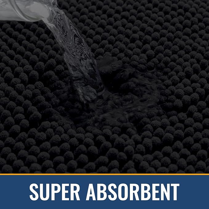 Arotive Bathroom Rugs 36x24, Extra Soft Absorbent Shaggy Chenille Bath Rugs, Machine Washable Rubber Backing Non-Slip Bath Mats for Bathroom Floor Tub and Shower, Home Decor Accessories, Black