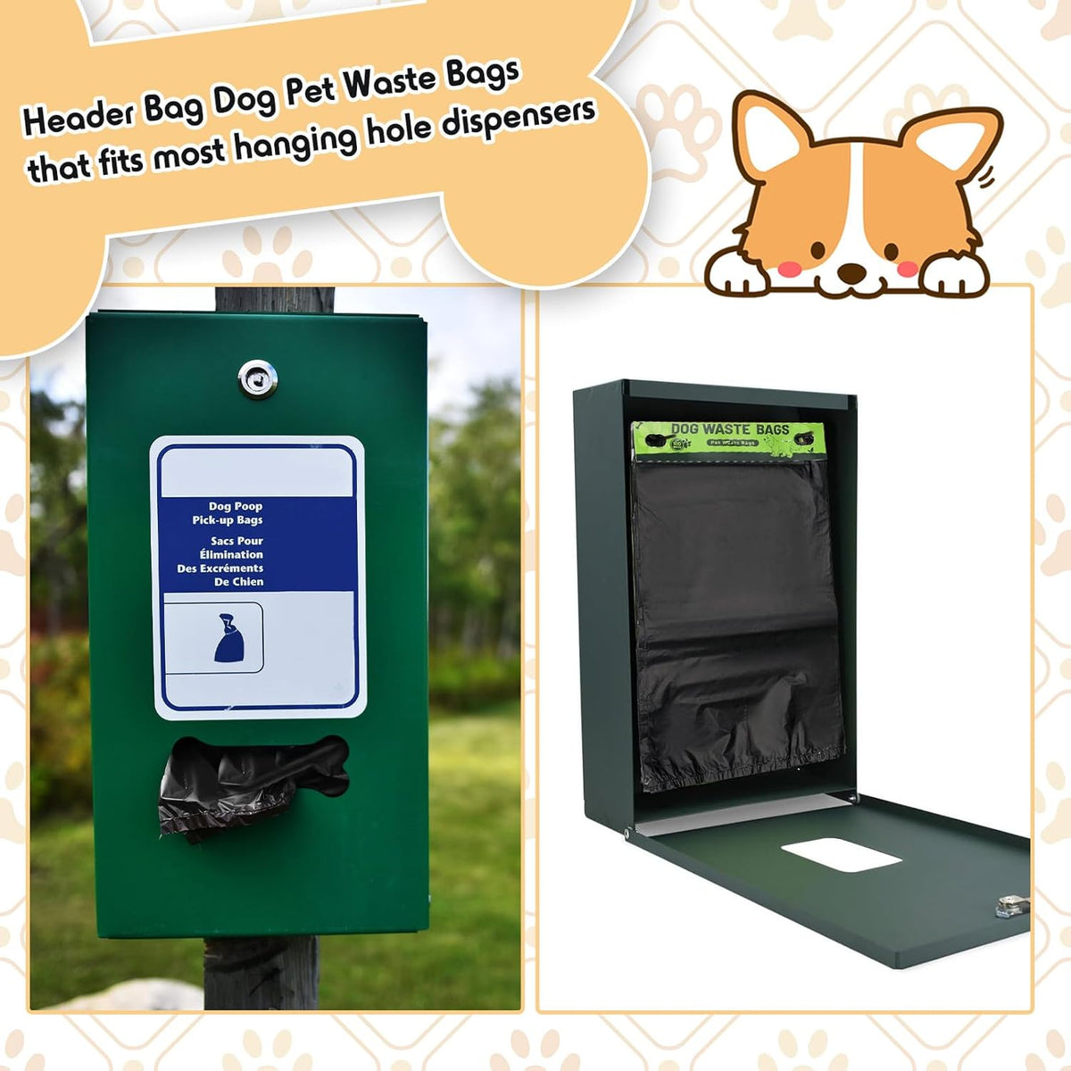 Ireer 5000 Pcs 50 Counts 5000 Pcs Header Bag Bulk Dog Pet Waste Bags Poop Easy Single Pull for Poop Dog Waste Station Fit Hang Hole Dispenser Home Outdoor (Black)
