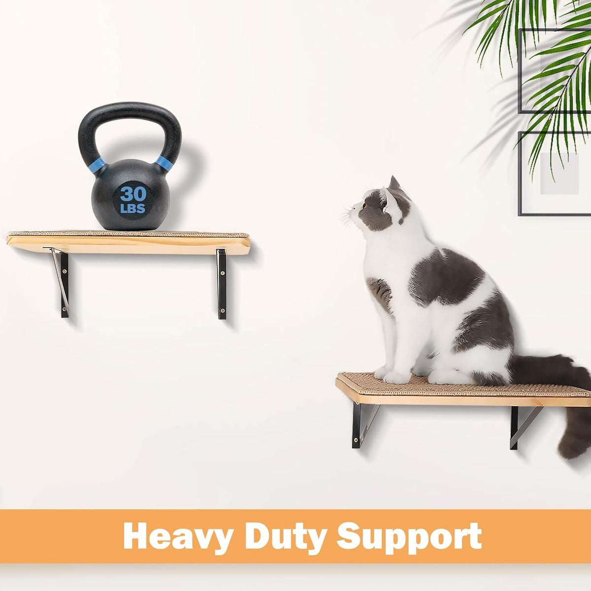 Cat Floating Wall Shelf with Scratching Mat, 1PC 9.7X16.6 Inch Large 1 Inch Thick Wood Cat Window Perches Hanging Shelves Wall Mounted Beds for Sleeping, Playing, Climbing, Support to 30 LBS