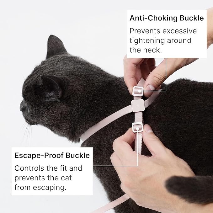 Cat Harness and Leash Set, Lightweight Escape Proof Cat Harness Leash with Padded Handle, Adjustable Cat Leash and Harness for Kitten Small Large Cats Walking Training (Blurple, L)