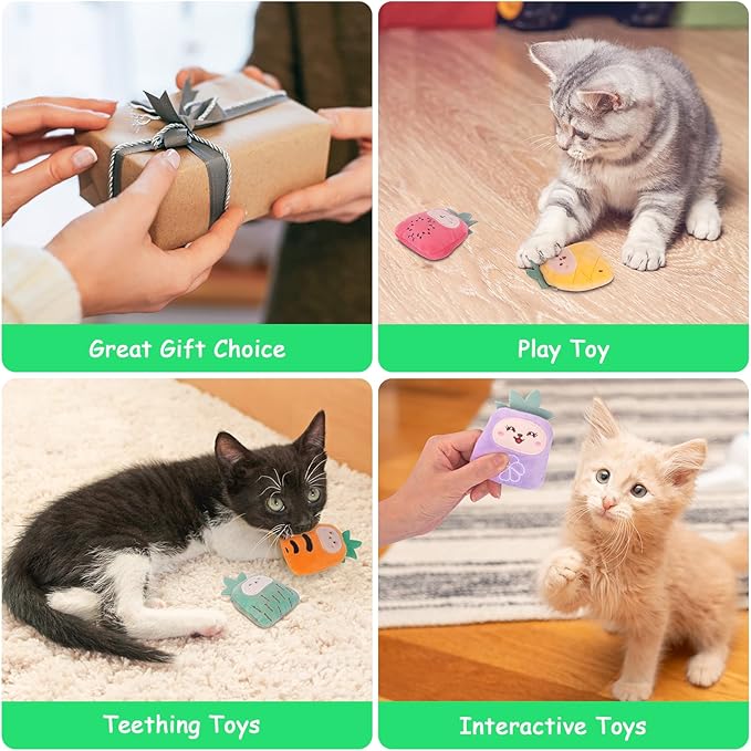6 Pack Cat Toys Pineapple, Catnip Kitten Toys for Indoor Cats Kitty, Interactive Cat Nip Chew Kicker Toy for All Pet Breed