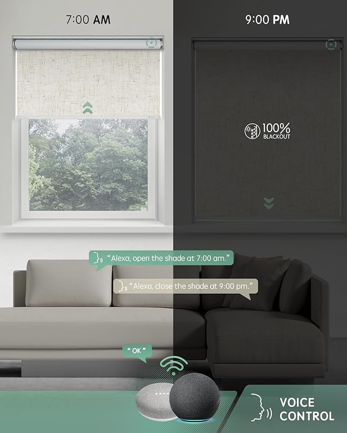 Yoolax Motorized Blinds with Remote, Automatic Window Blinds Compatible with