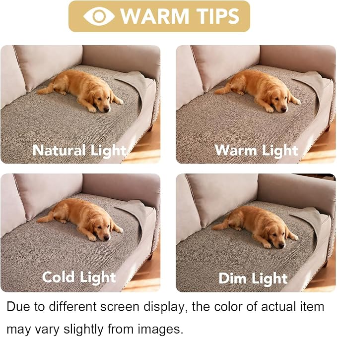 H.VERSAILTEX Non Slip Pet Couch Cover Chenille Dog Bed Protector Thick Soft Sofa Slipcover Pet Friendly Washable Couch Cushion Covers for Pets (40" x 50", Sand)